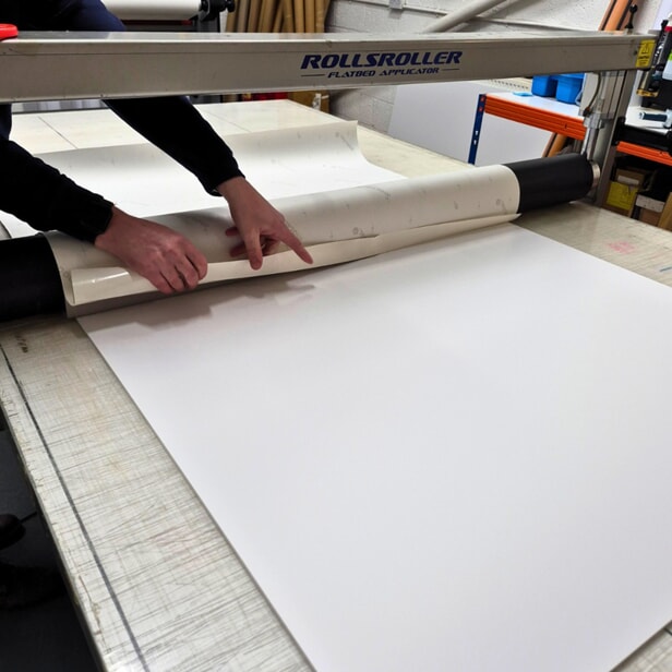 An image of the back of the sign during creation.